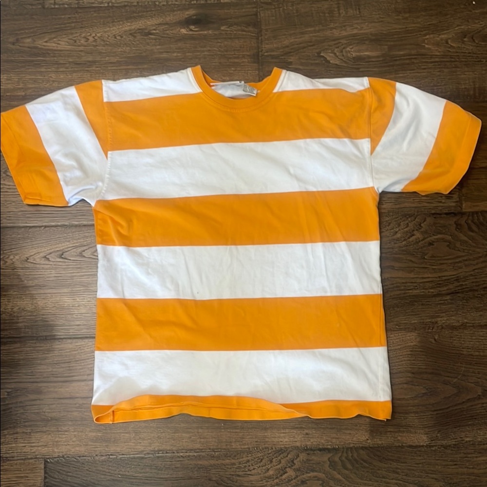 Vintage Nordstrom Brass Plum Orange and White Striped T-Shirt